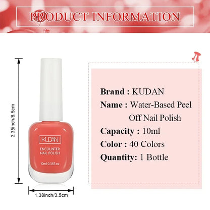 KUDAN 6Pcs Water-Based Nail Polish Set 10ml Nude Red Pink Peel-Off Air-Dry Nail Art Polish Kit Manicure No Need Lamp