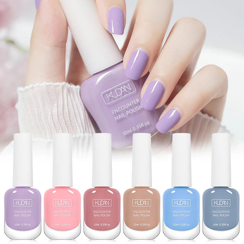 KUDAN 6Pcs Water-Based Nail Polish Set 10ml Nude Red Pink Peel-Off Air-Dry Nail Art Polish Kit Manicure No Need Lamp