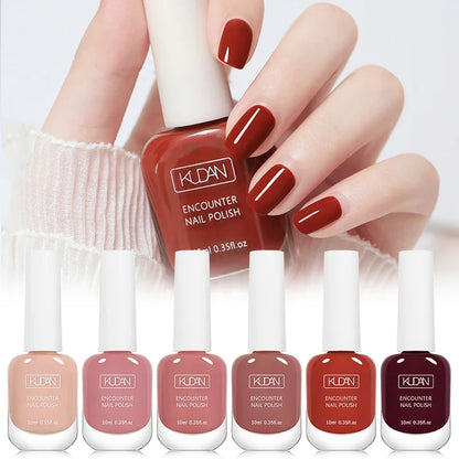 KUDAN 6Pcs Water-Based Nail Polish Set 10ml Nude Red Pink Peel-Off Air-Dry Nail Art Polish Kit Manicure No Need Lamp