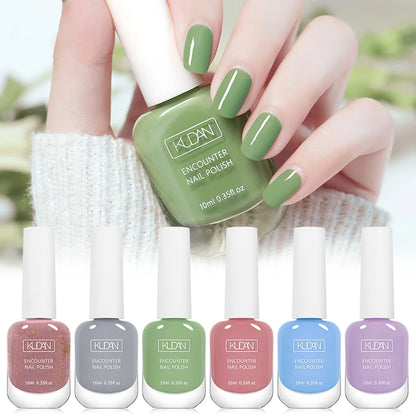 KUDAN 6Pcs Water-Based Nail Polish Set 10ml Nude Red Pink Peel-Off Air-Dry Nail Art Polish Kit Manicure No Need Lamp